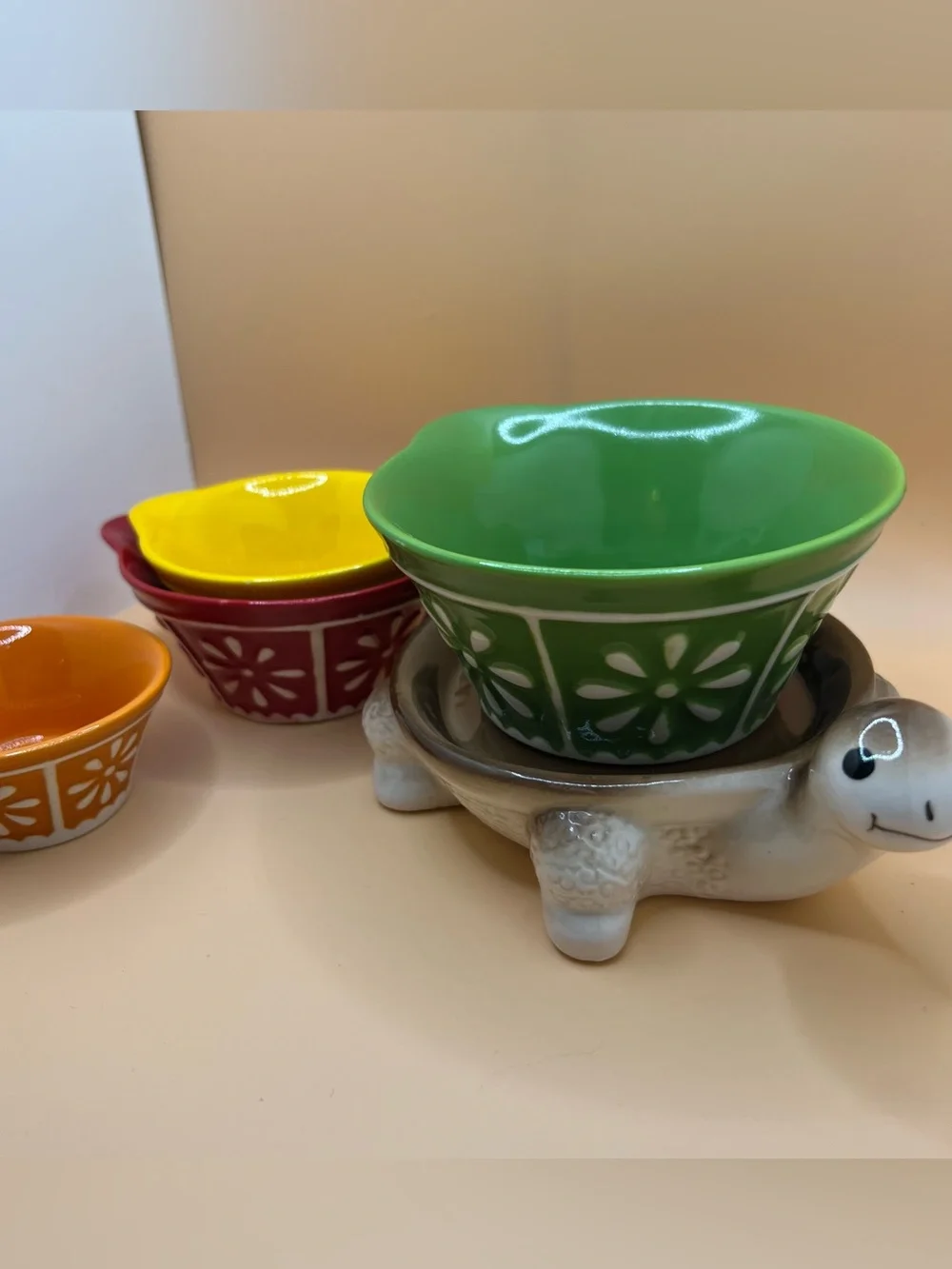 Cracker Barrel Ceramic Turtle Stacking Measuring Cups